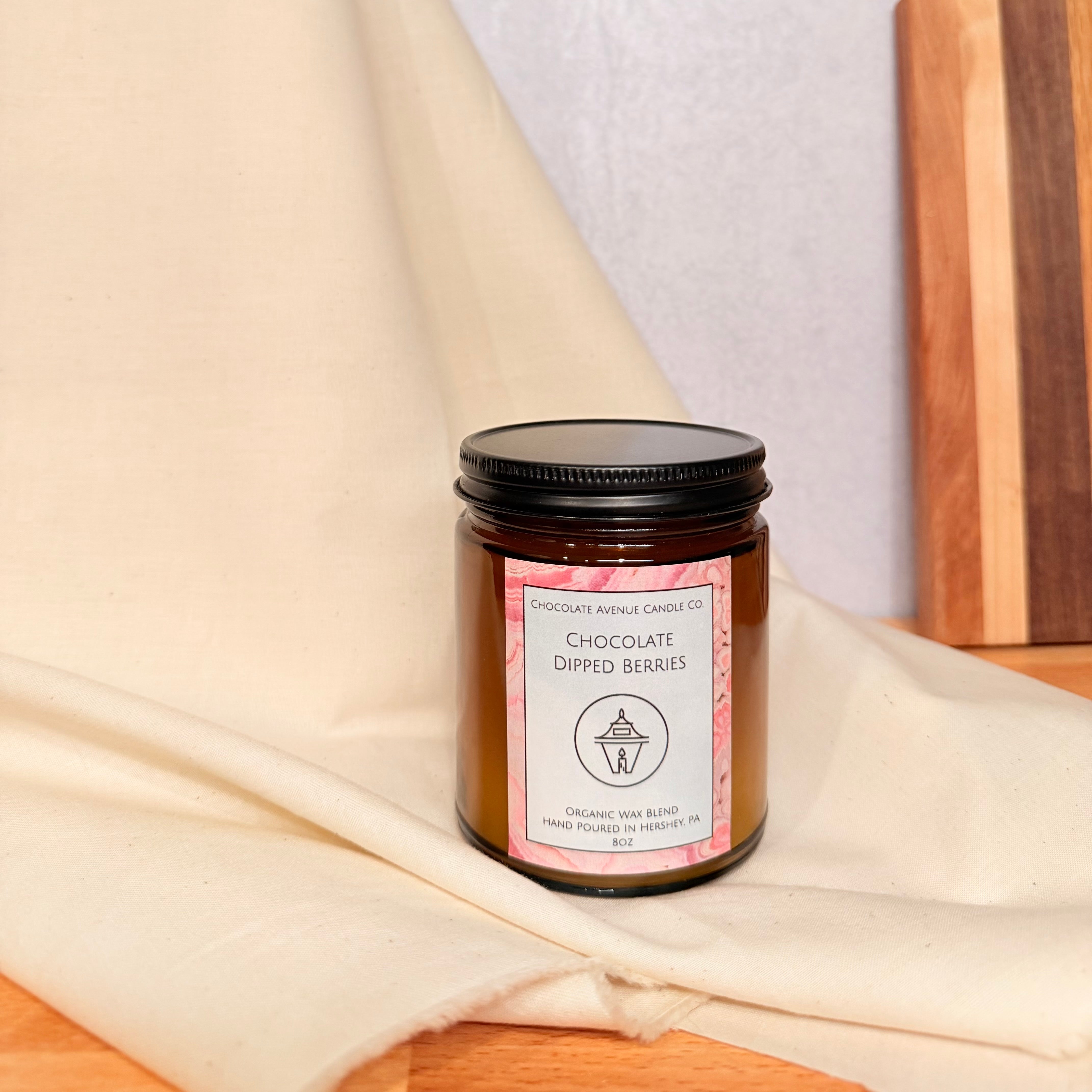 Chocolate Dipped Berries candle with rich chocolate and sweet berry fragrance notes.